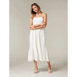 Ever New $179 Bailey Embroidered lyocell Midi Dress Porcelain White size 4 XS